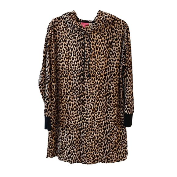 Betsey Johnson Other - Betsey Johnson hooded long sleeve leopard print sweatshirt dress